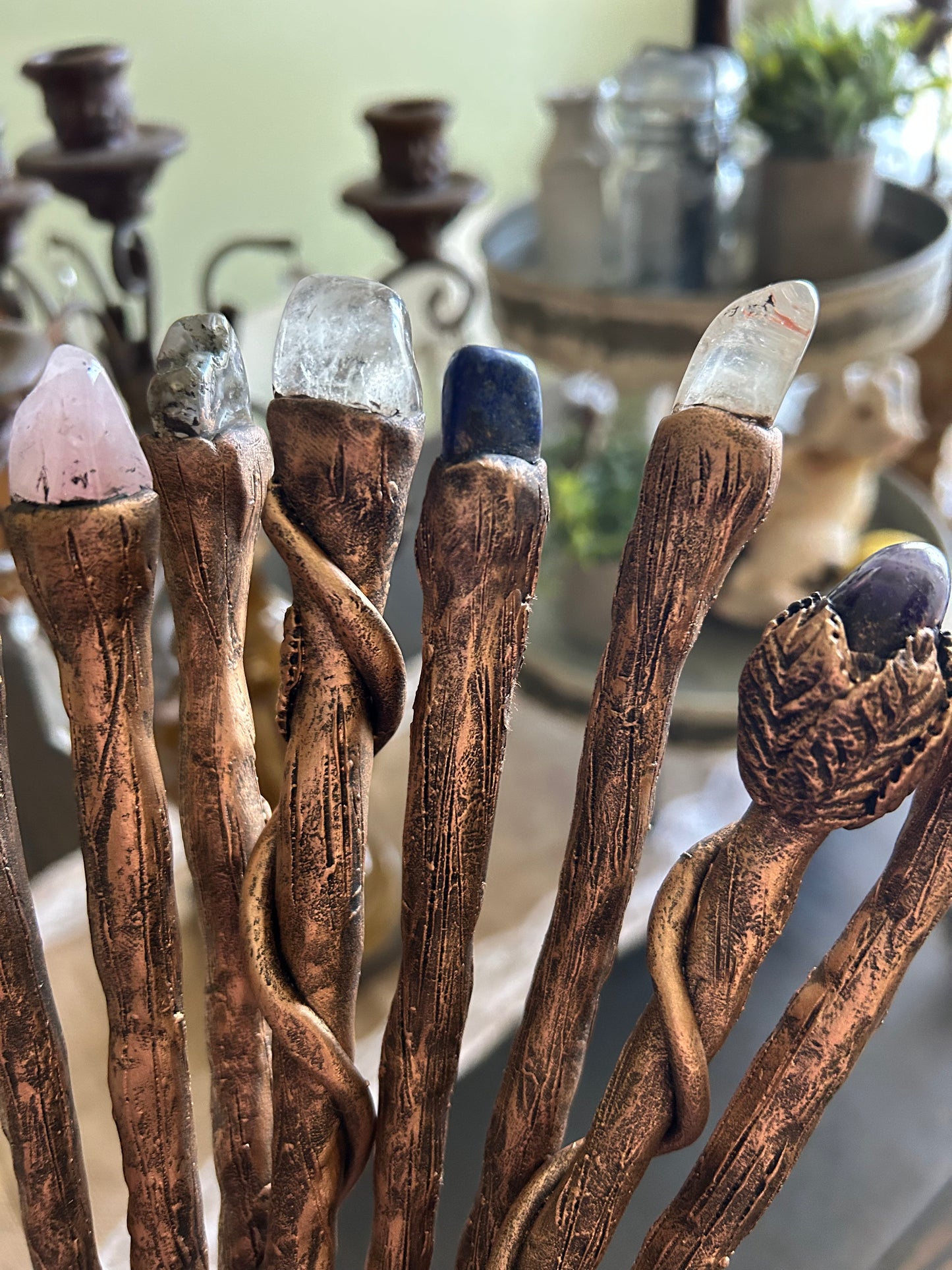 Custom wands party prop natural stones