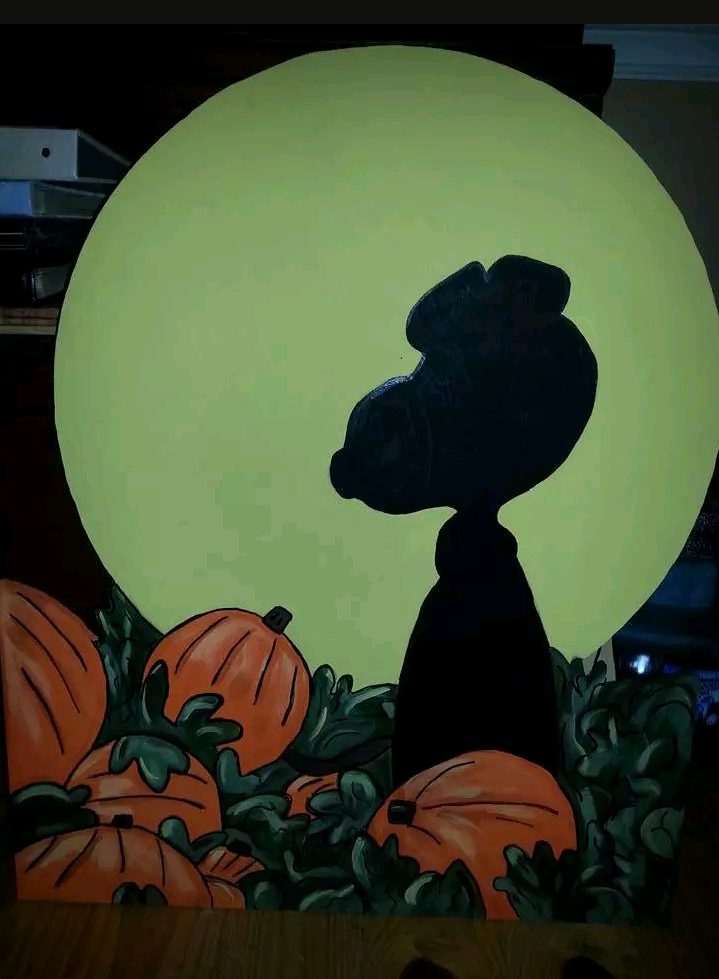 Snoopy Moon Silhouette pumpkin patch