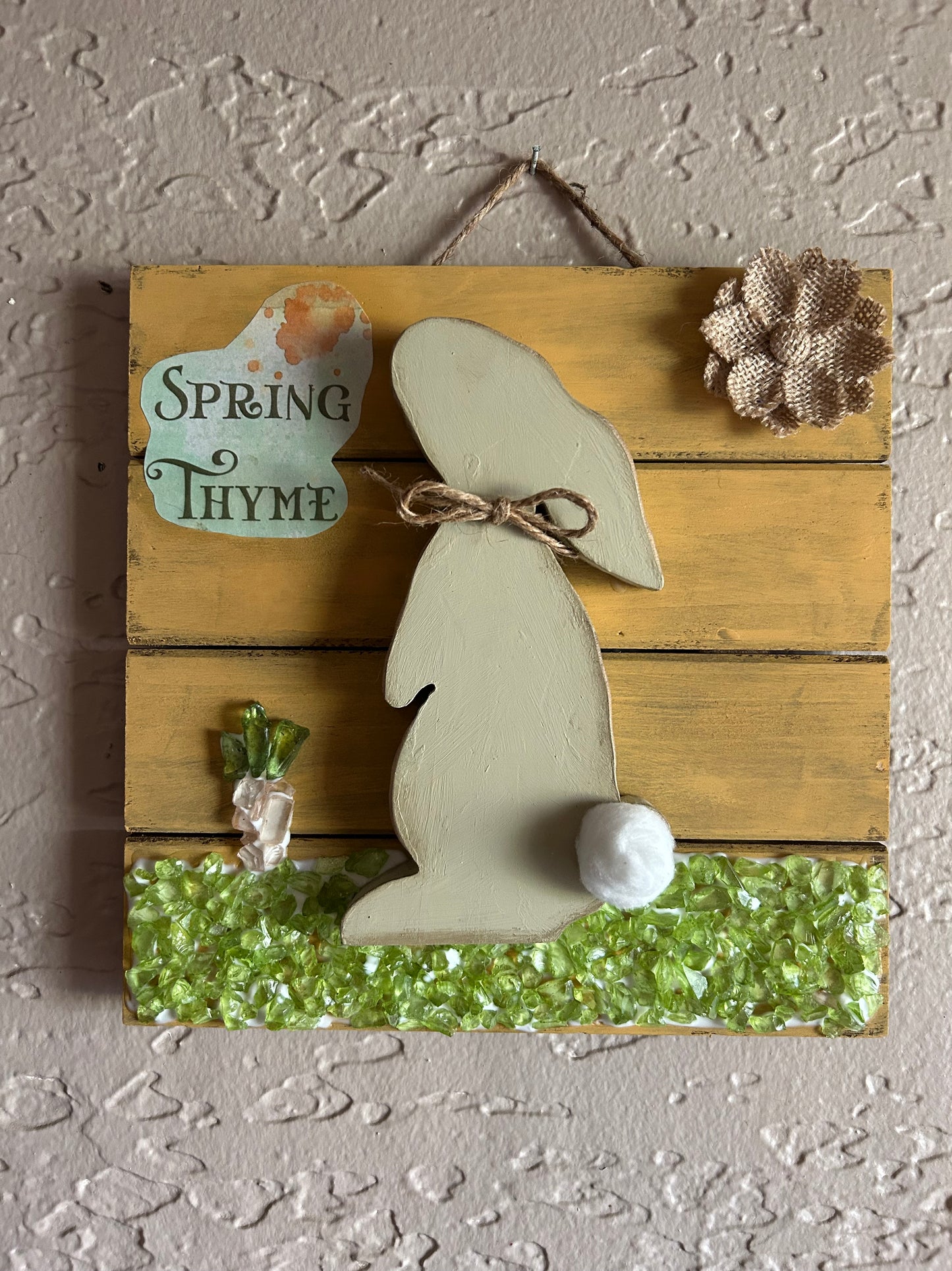 Spring Thyme wood Easter Bunny Yellow