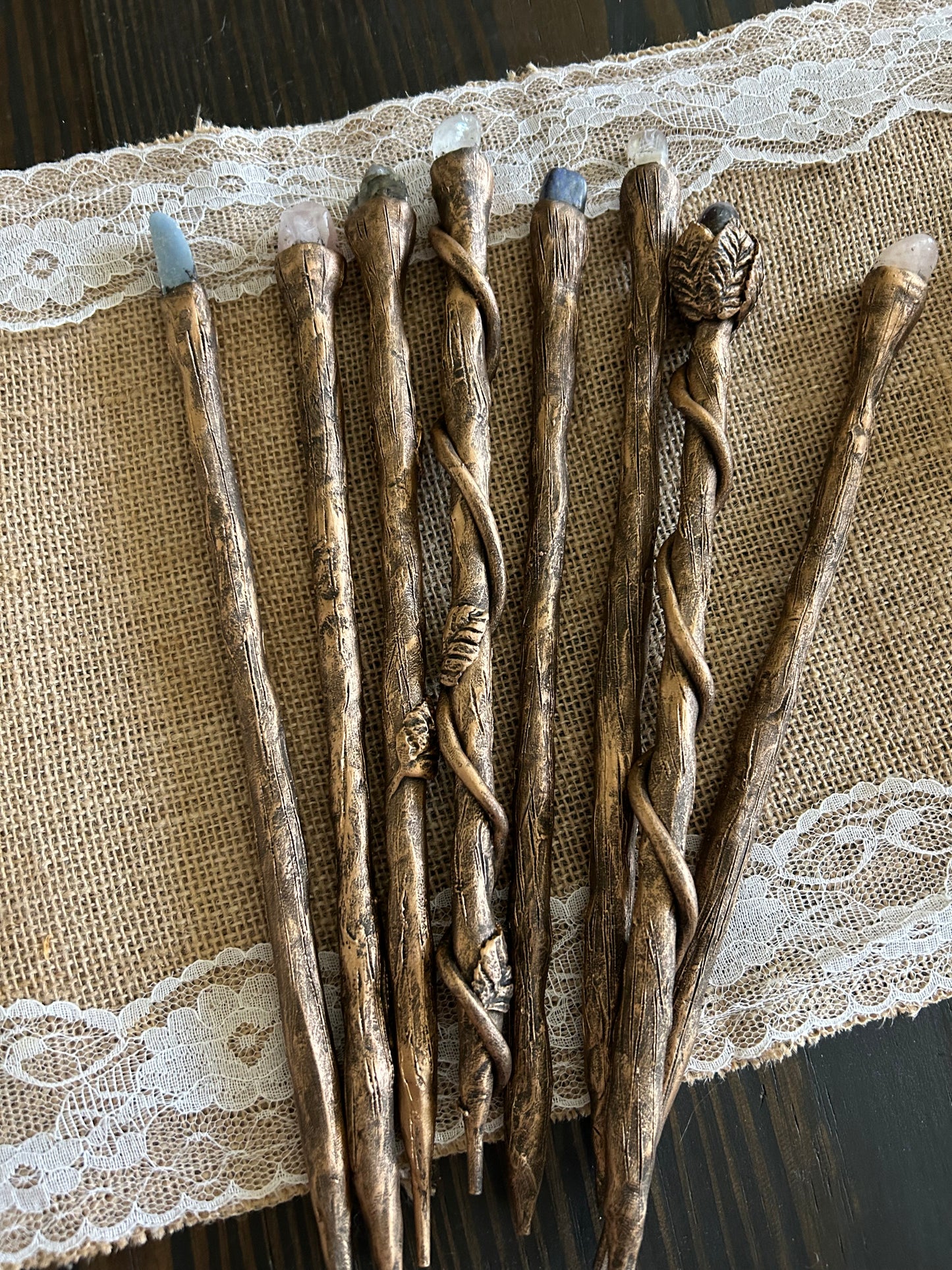 Custom wands party prop natural stones