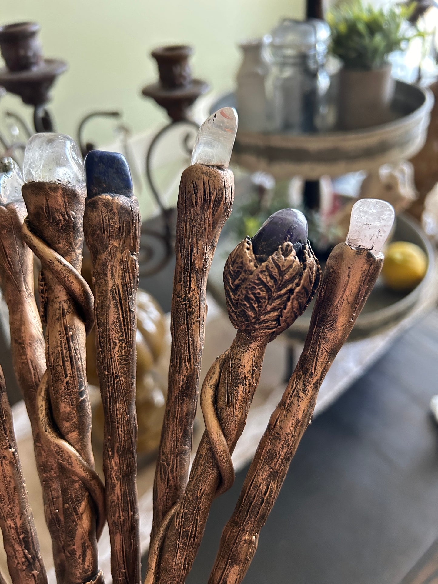 Custom wands party prop natural stones