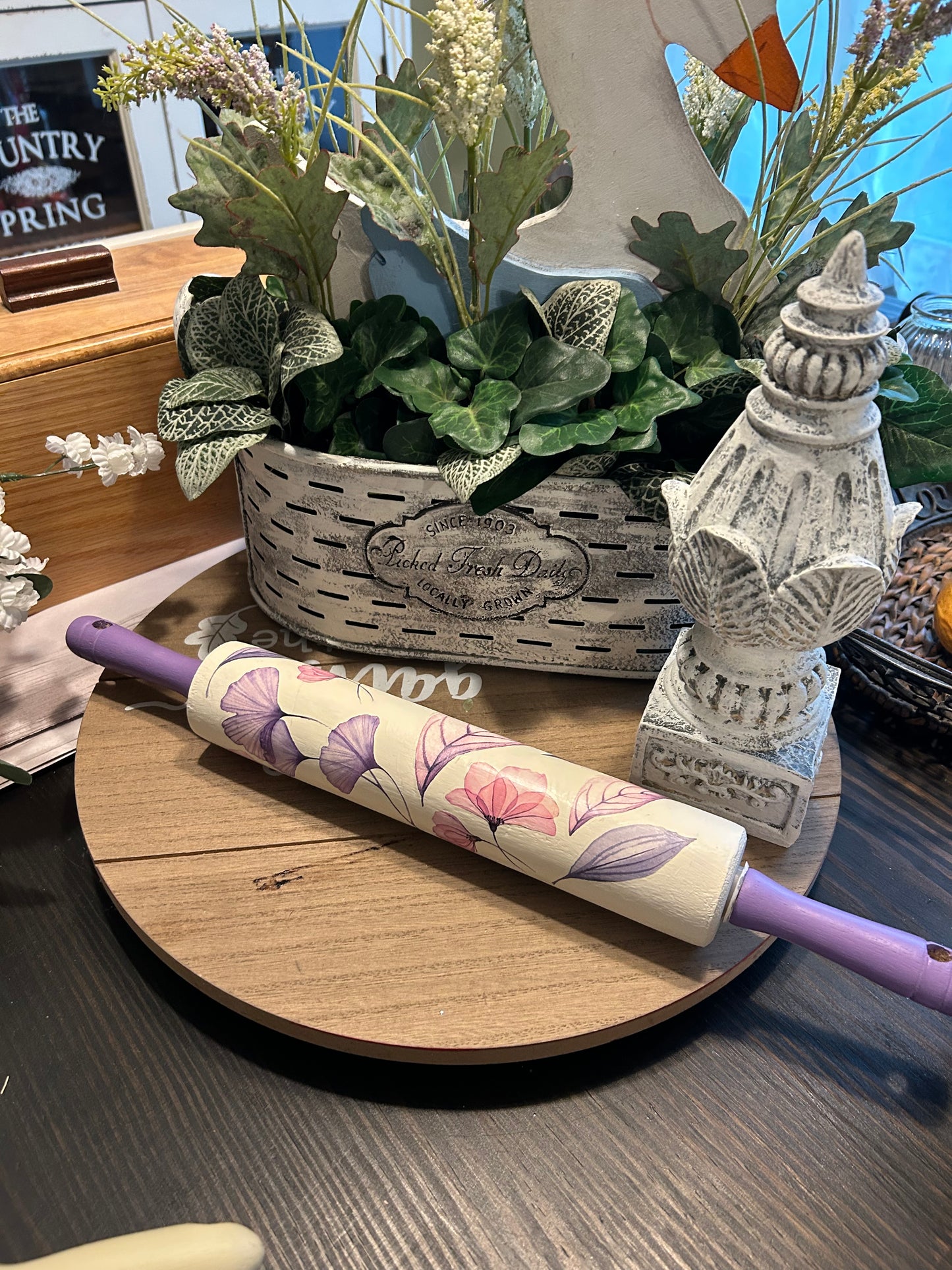 Rolling pin floral design kitchen decor