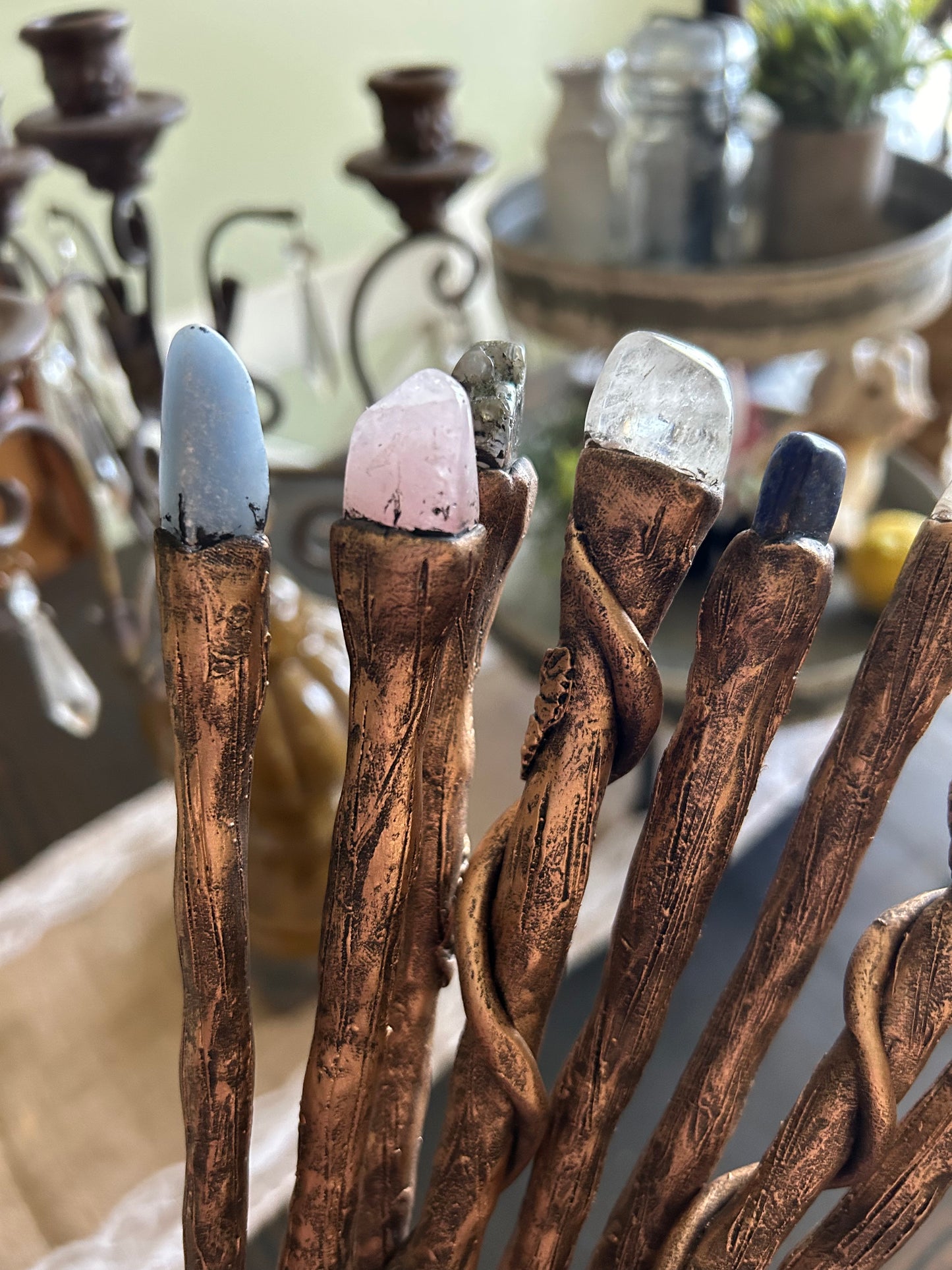 Custom wands party prop natural stones