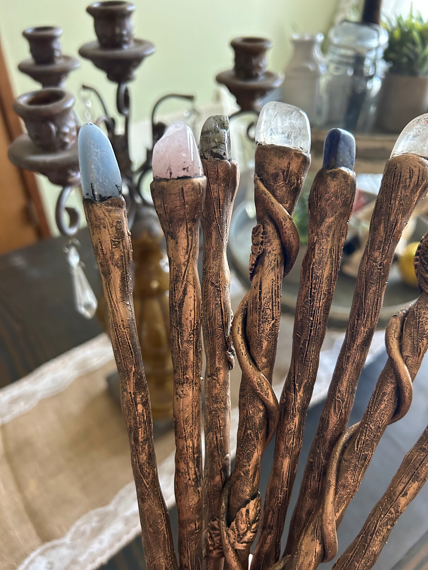 Custom wands party prop natural stones