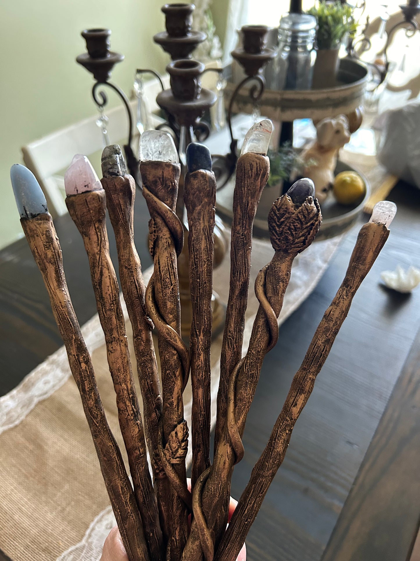 Custom wands party prop natural stones