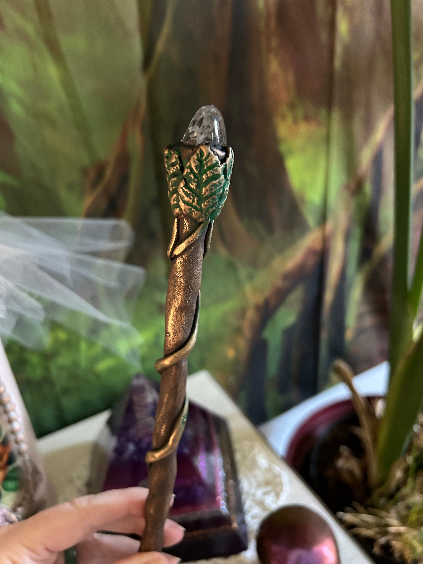 Custom wands party prop natural stones