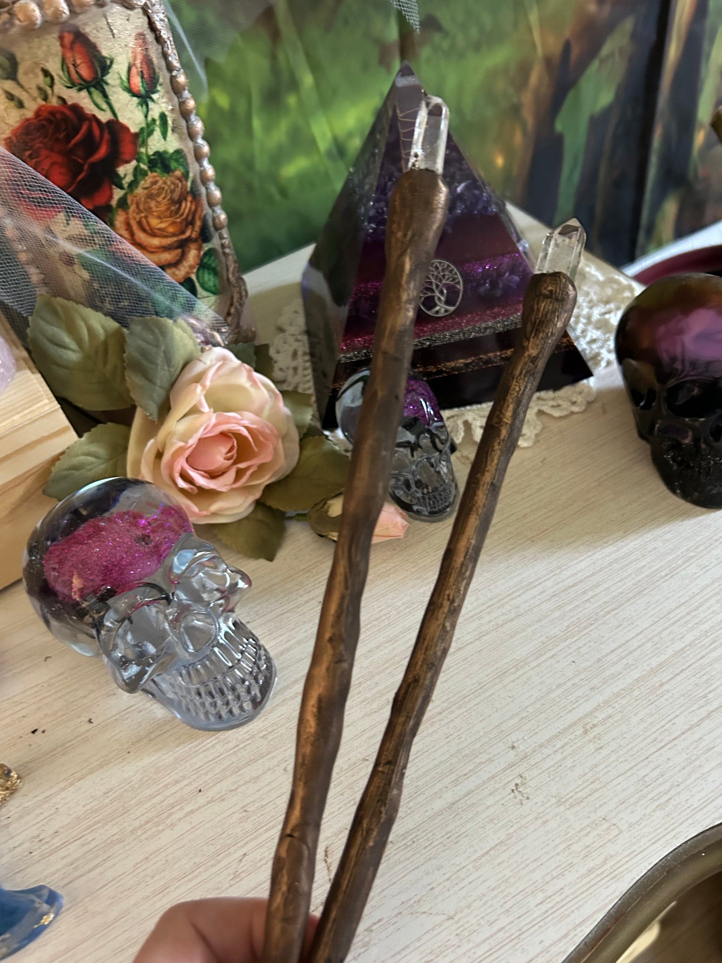 Custom wands party prop natural stones