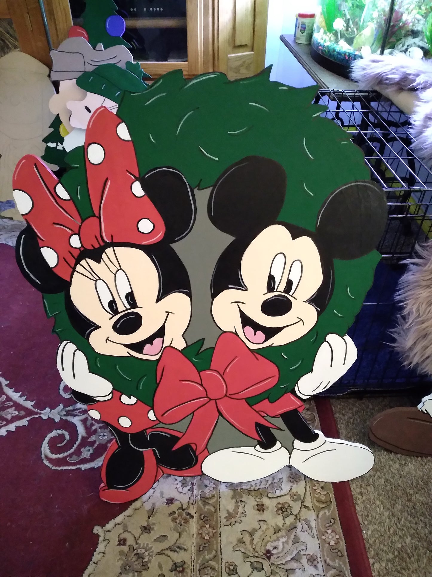 Minnie and Mickey Christmas wreath yard door or door hanger