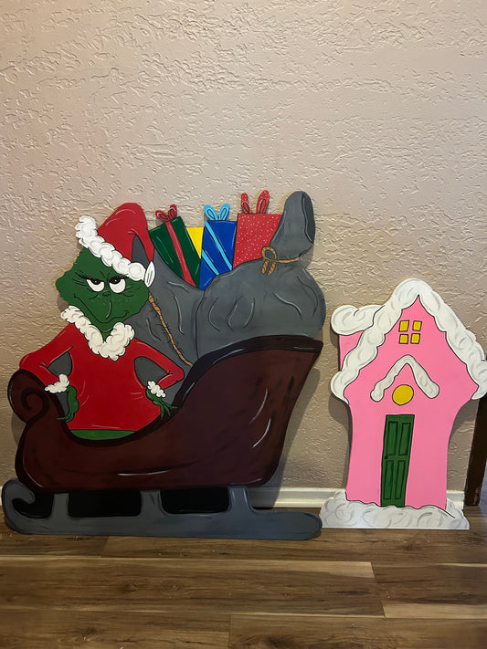 Grinch Christmas theme set 7 pcs yard art