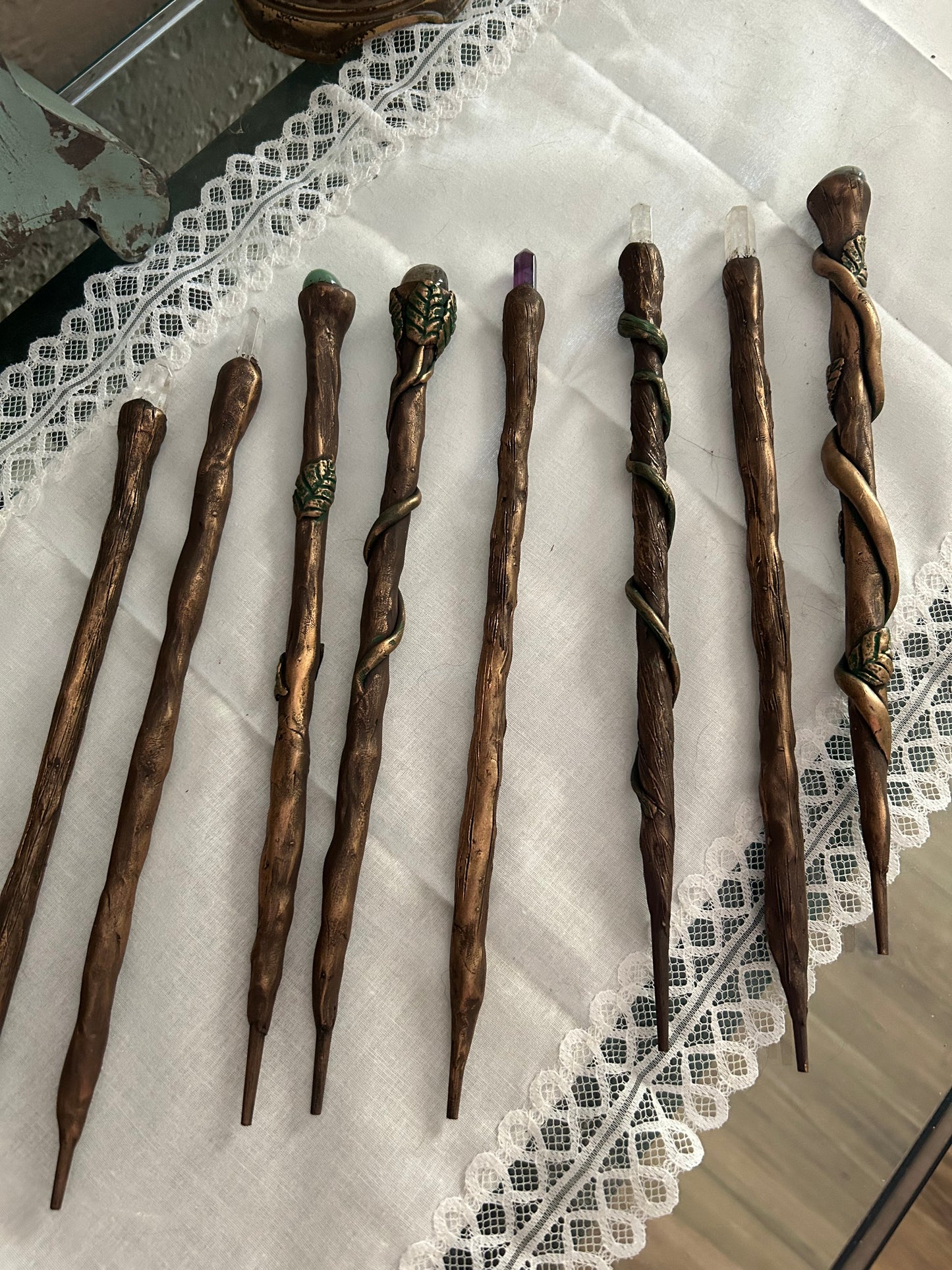 Custom wands party prop natural stones