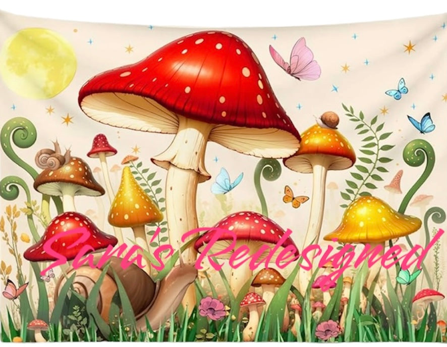 Mushroom Tapestry for Bedroom Boho Red Mushroom Decor Aesthetic Tapestries Wall Hanging