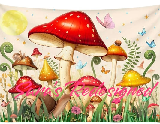 Mushroom Tapestry for Bedroom Boho Red Mushroom Decor Aesthetic Tapestries Wall Hanging