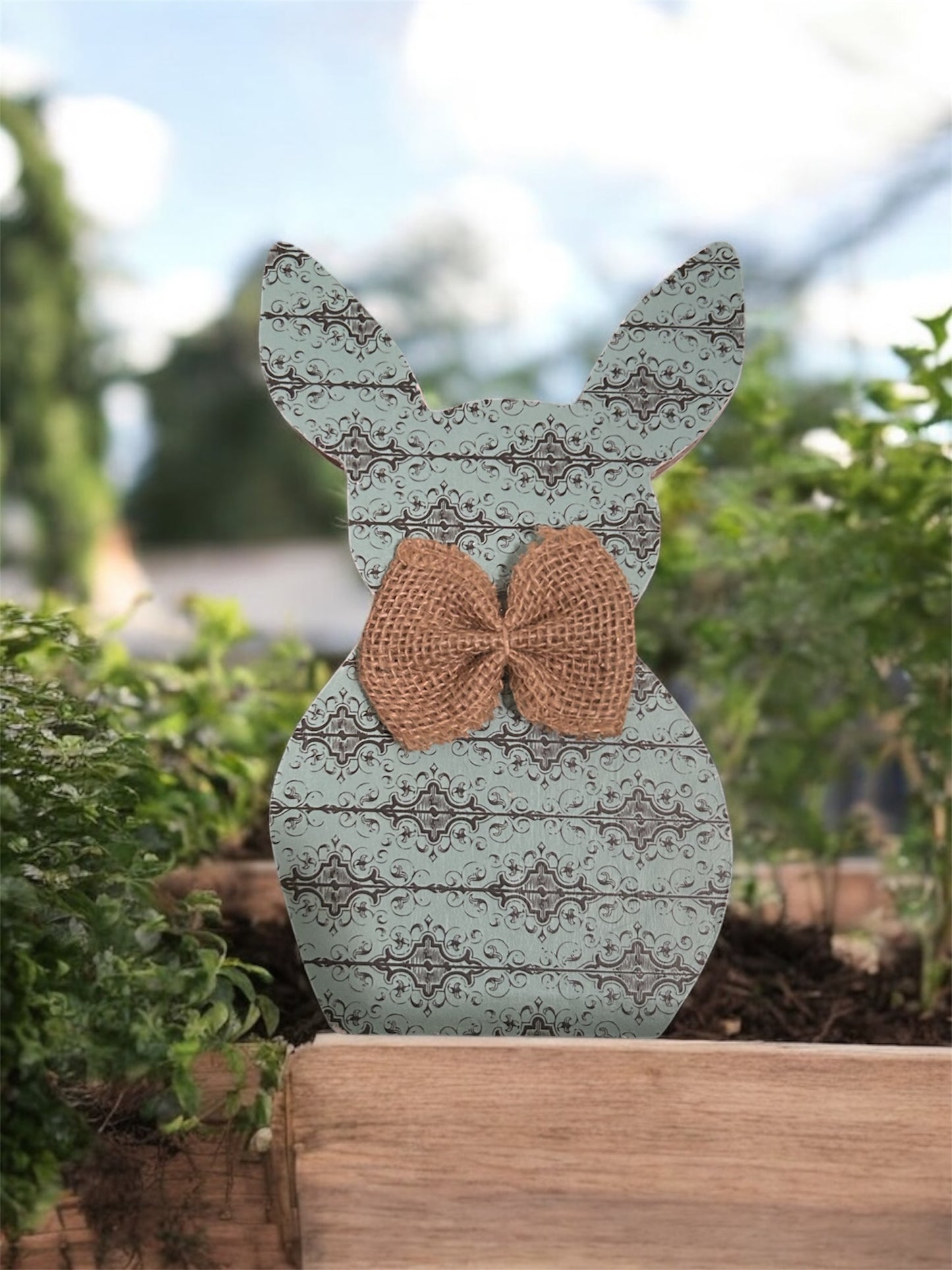 Rustic boho wood bunny shelf sitter