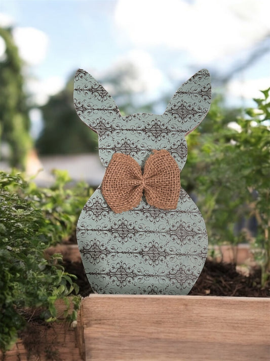 Rustic boho wood bunny shelf sitter