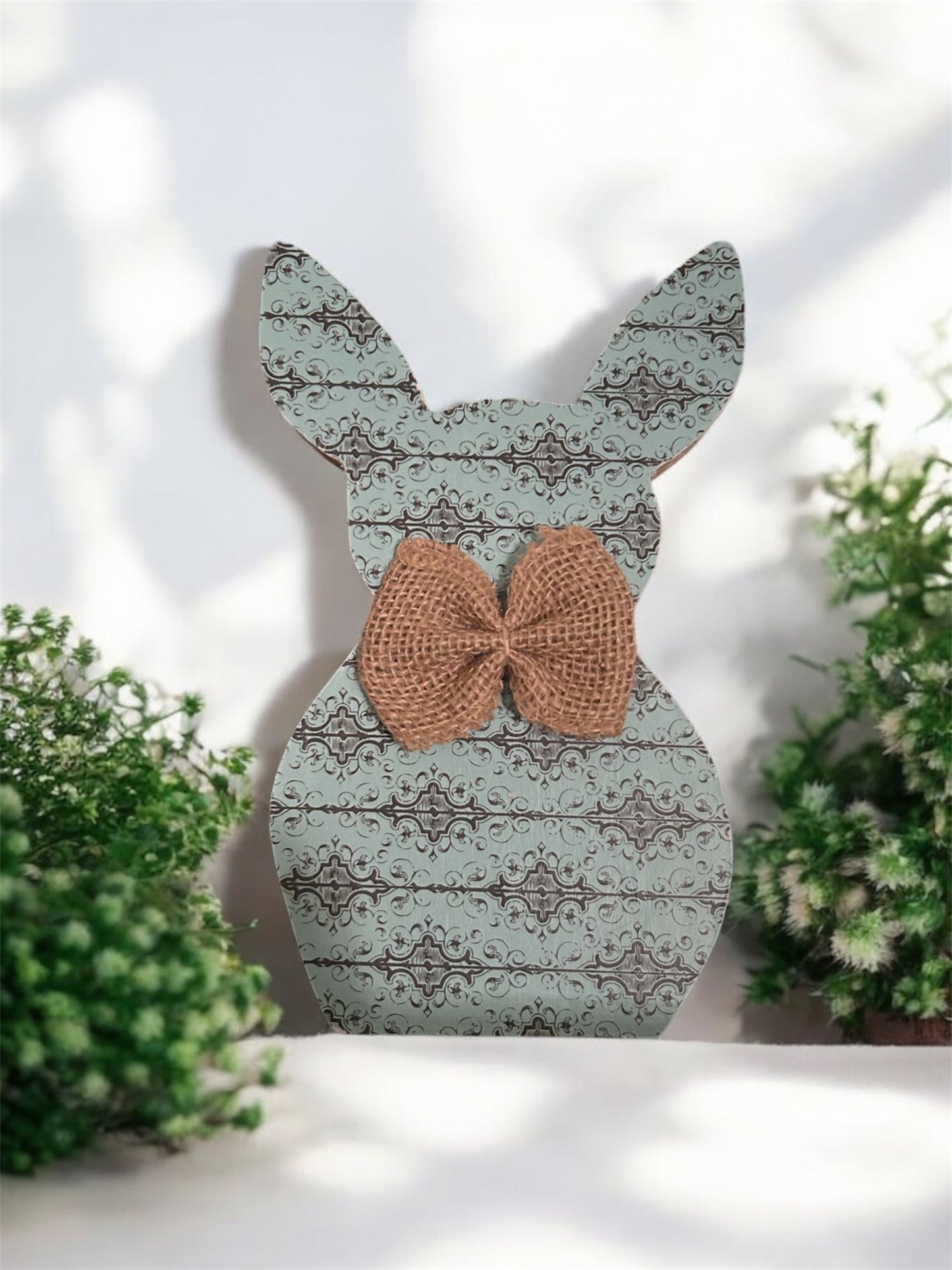 Rustic boho wood bunny shelf sitter