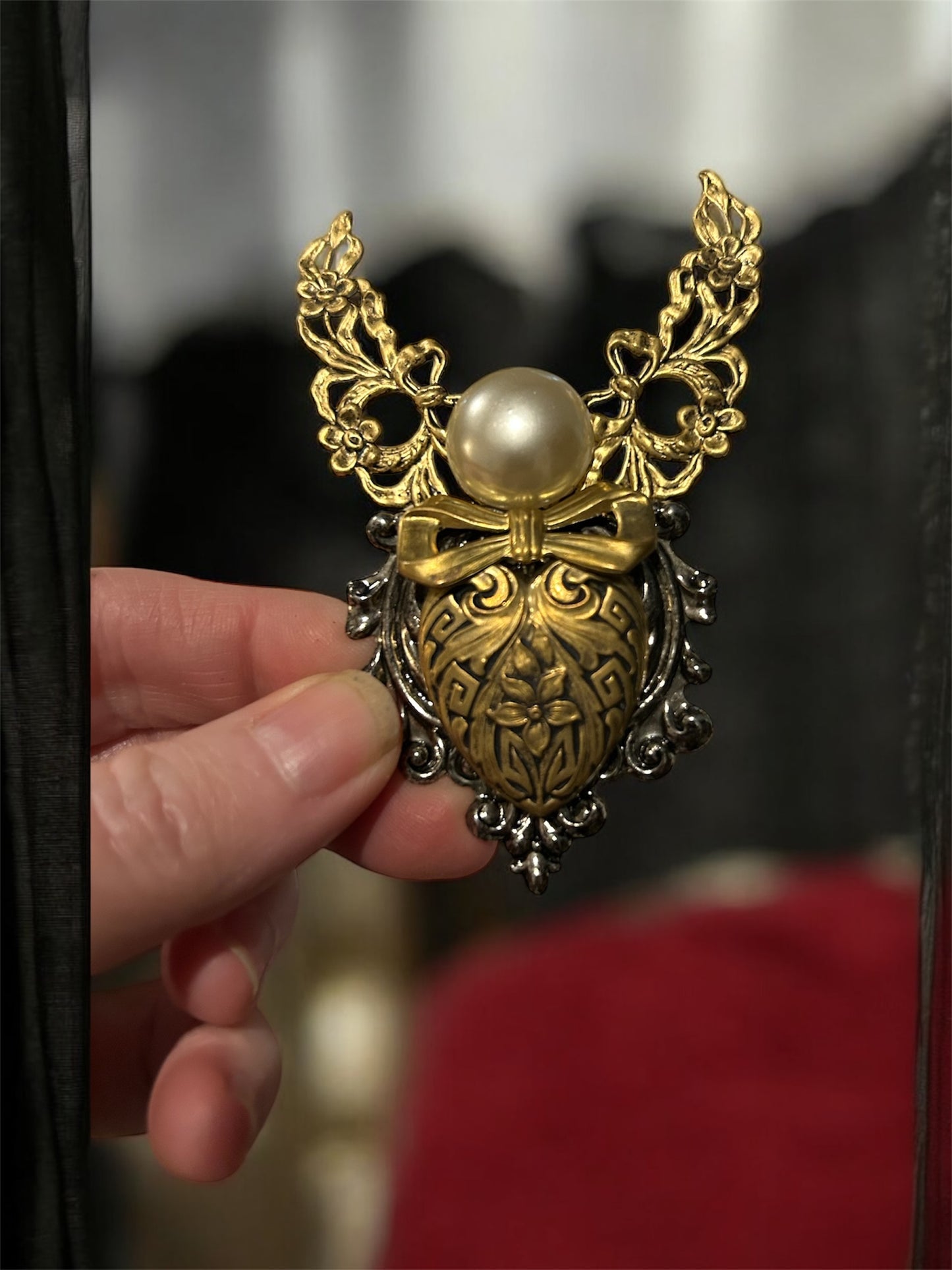 Jane Angel Pin Brooch Metal Gold Silver Signed vintage 1997