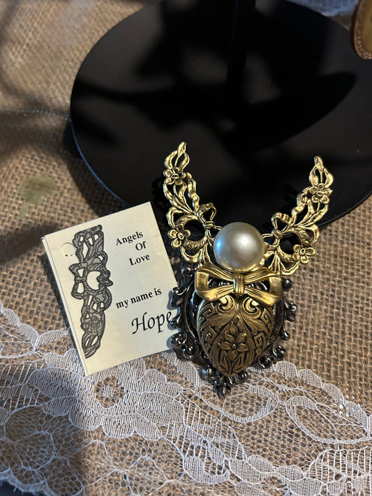 Jane  Angel Pin Brooch Metal Gold Silver Signed vintage 1997