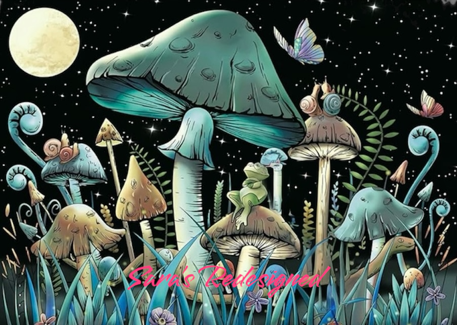 Mushroom Tapestry Cute Colorful Snake Snails Nature Plant Wall Hanging Decor