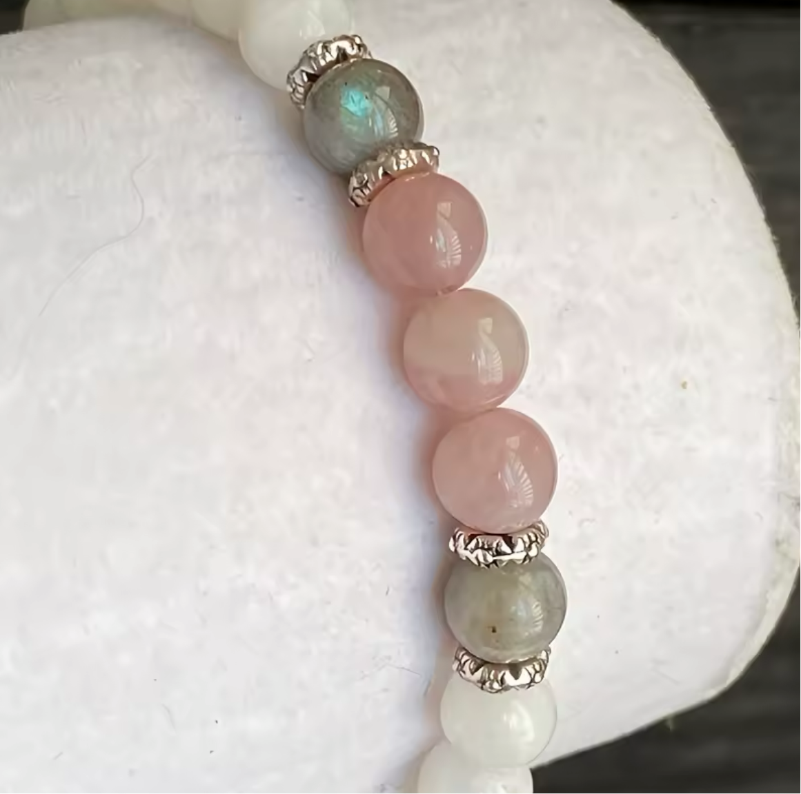 Moonstone, Labradorite and Rose Quartz Bracelet Calm, Spiritual, New Beginnings, Positive Energy, Protection
