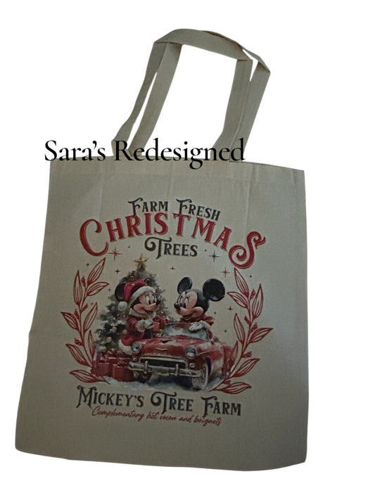 Mickeys tree farm tote bag