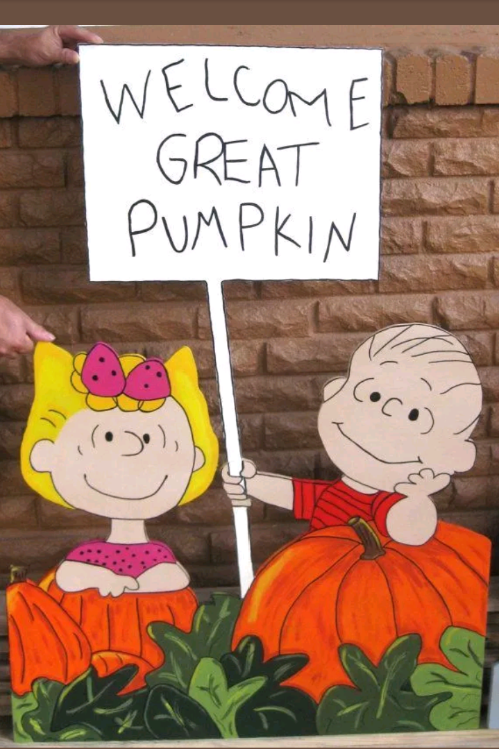 Welcome Great Pumpkin Sally and Linus Halloween Display