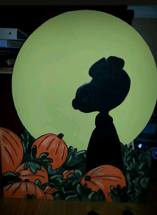 Snoopy Moon  Silhouette pumpkin patch