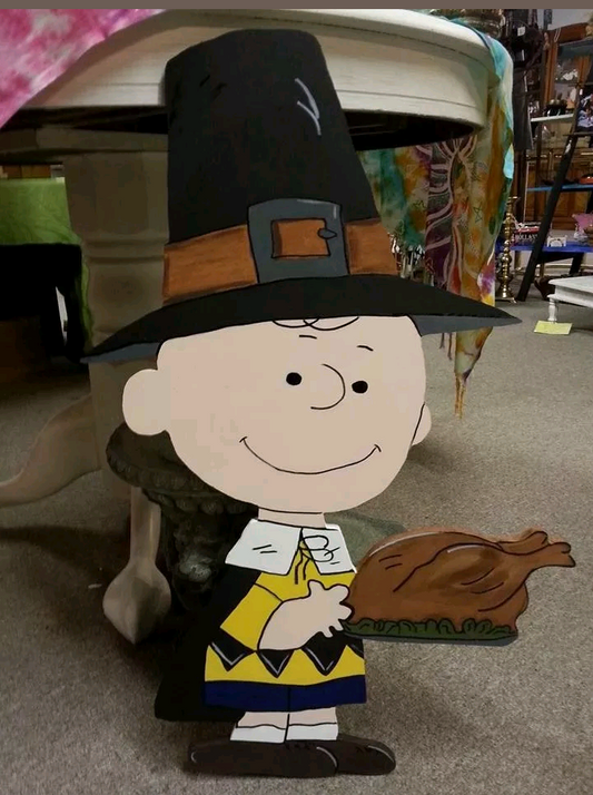 charlie brown with turkey Thanksgiving display