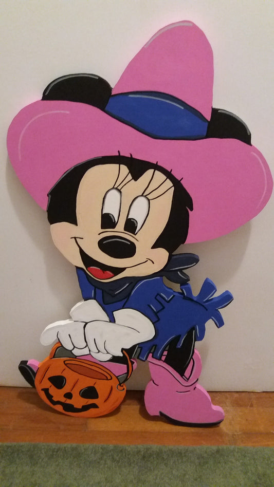 Minnie Mouse cowgirl in Pink  Trick Or treat Halloween Display