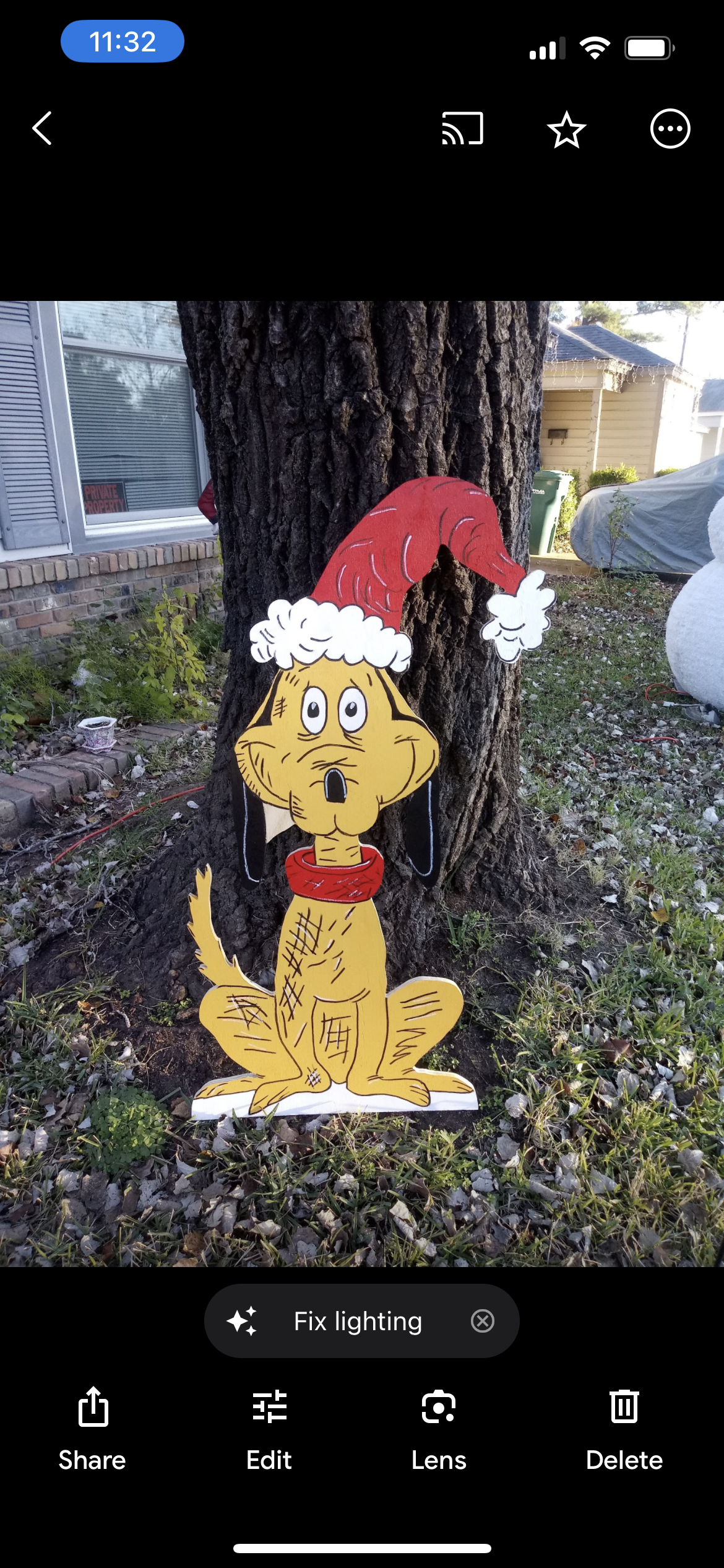 Max Grinch pet dog Christmas display