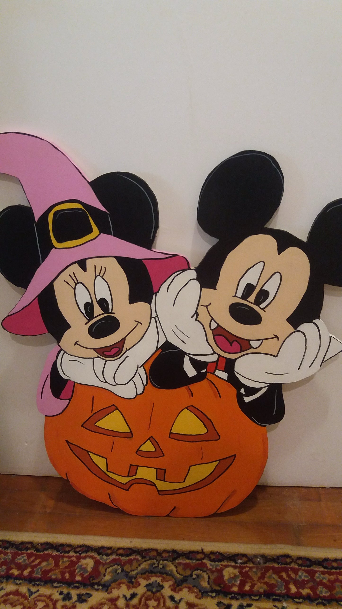 Minnie witch and Mickey Dracula Halloween display