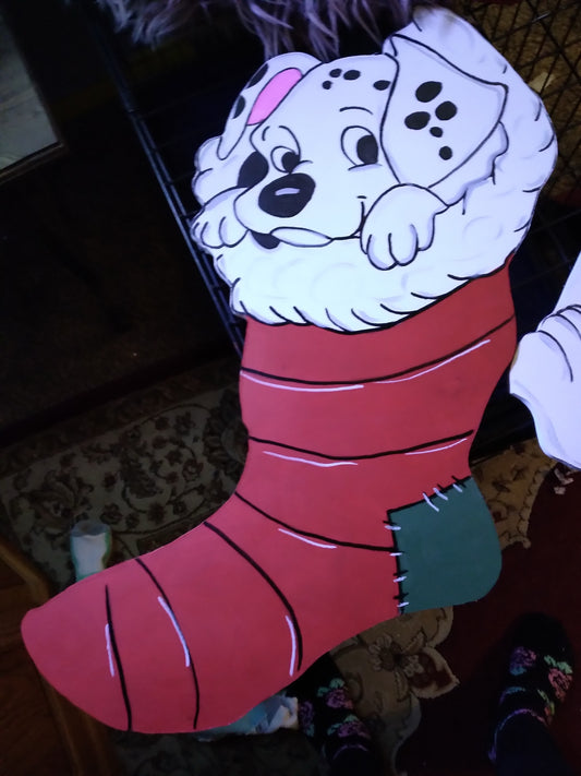 101 Dalmatian and a Christmas stocking Christmas display