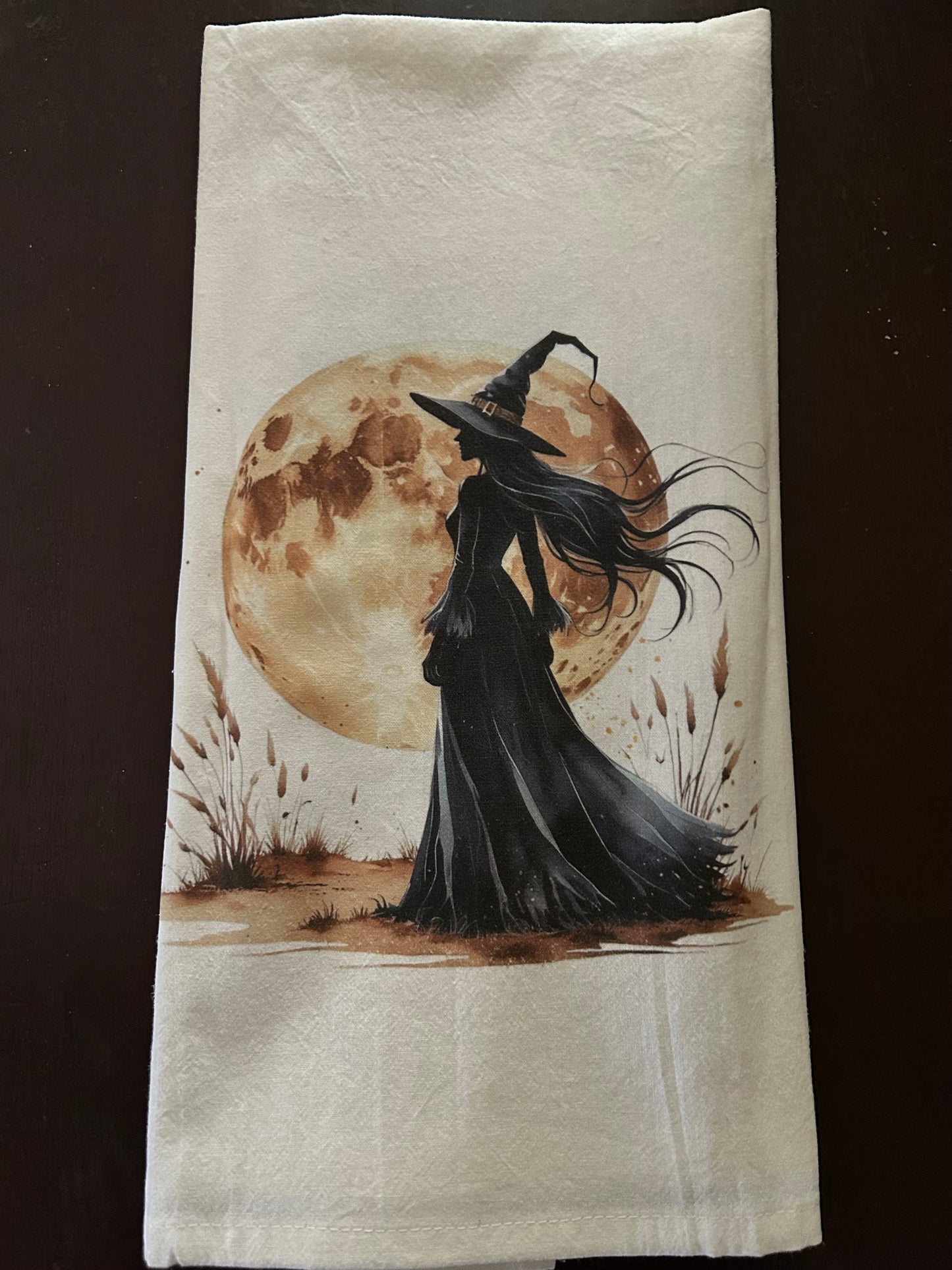 Full moon witch kitchen towels