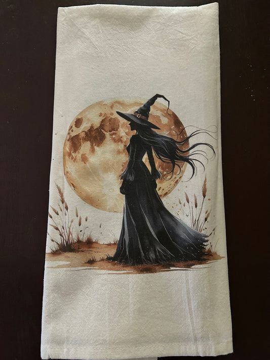 Full moon witch kitchen towels