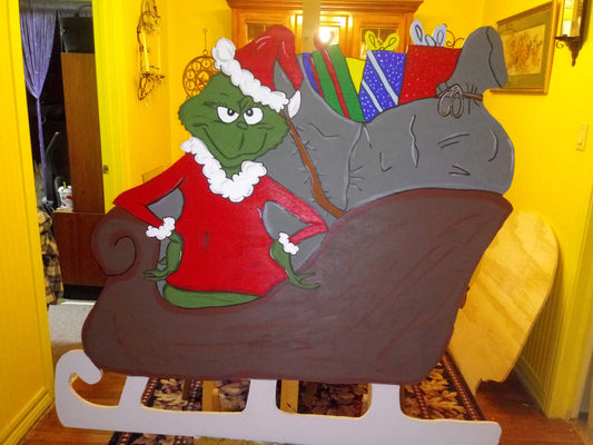 Grinch standing in sleigh 48 in