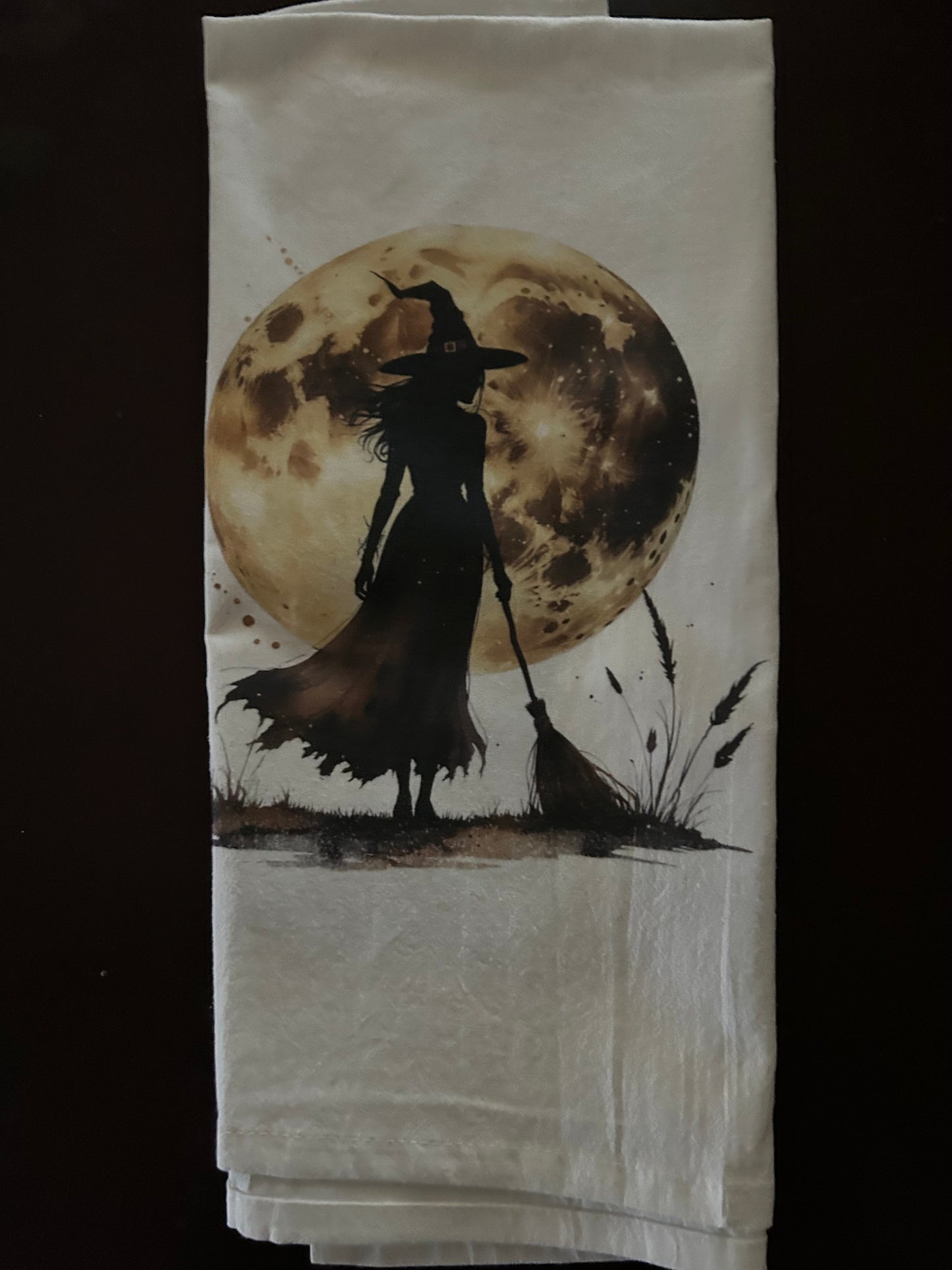 Full moon witch kitchen towels