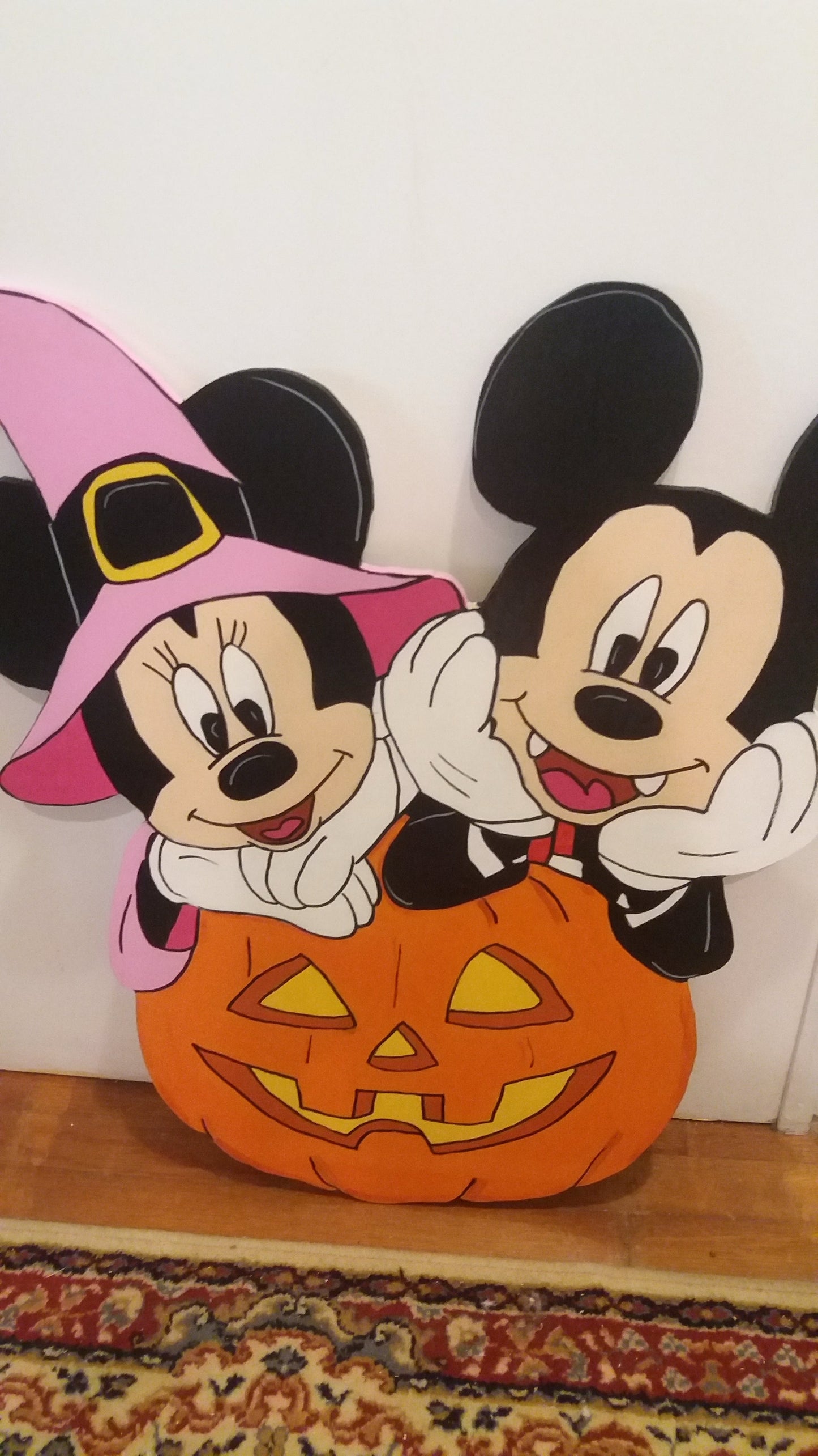 Minnie witch and Mickey Dracula Halloween display