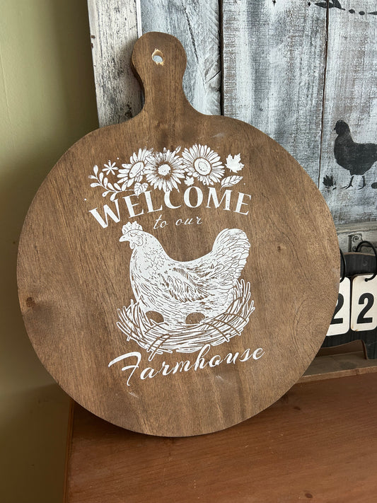 Welcome Farmhouse Nesting hen board