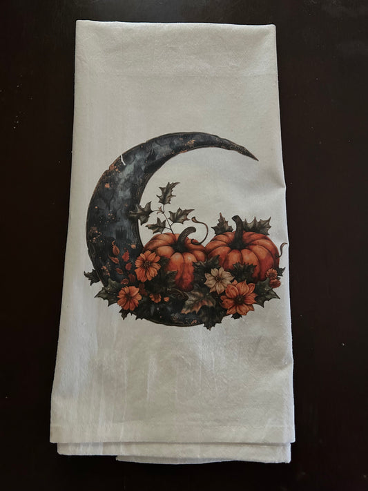 Crescent moon fall kitchen towel set two