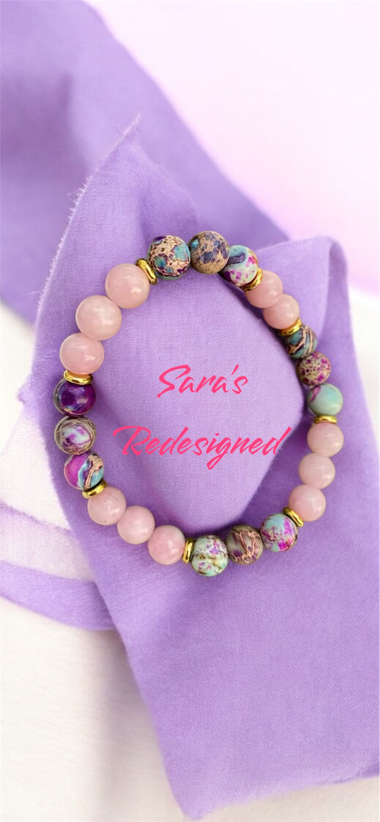 Attract Love Bracelet Women's Colorful Imperial Jasper and Rose Quartz Beaded Bracelet