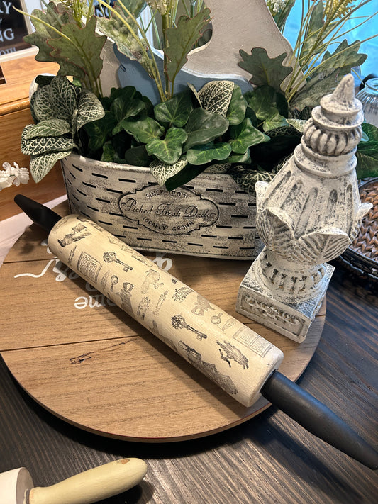 Rolling pin Gothic Black birds crow decor