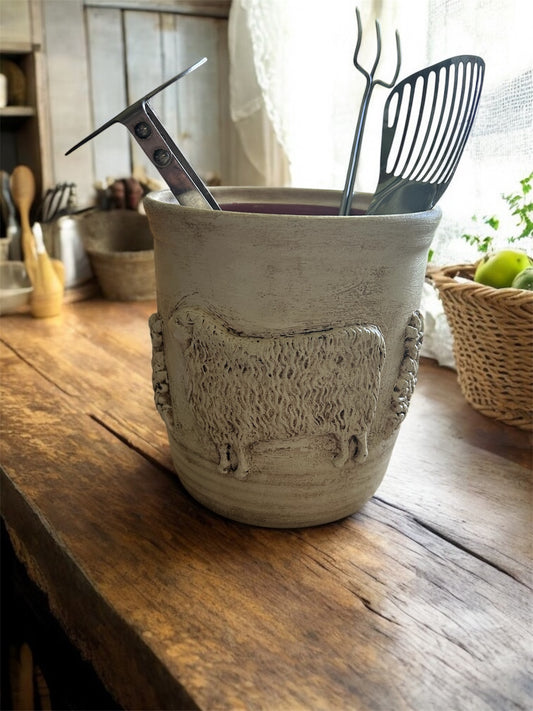Farmhouse utensils holder sheep