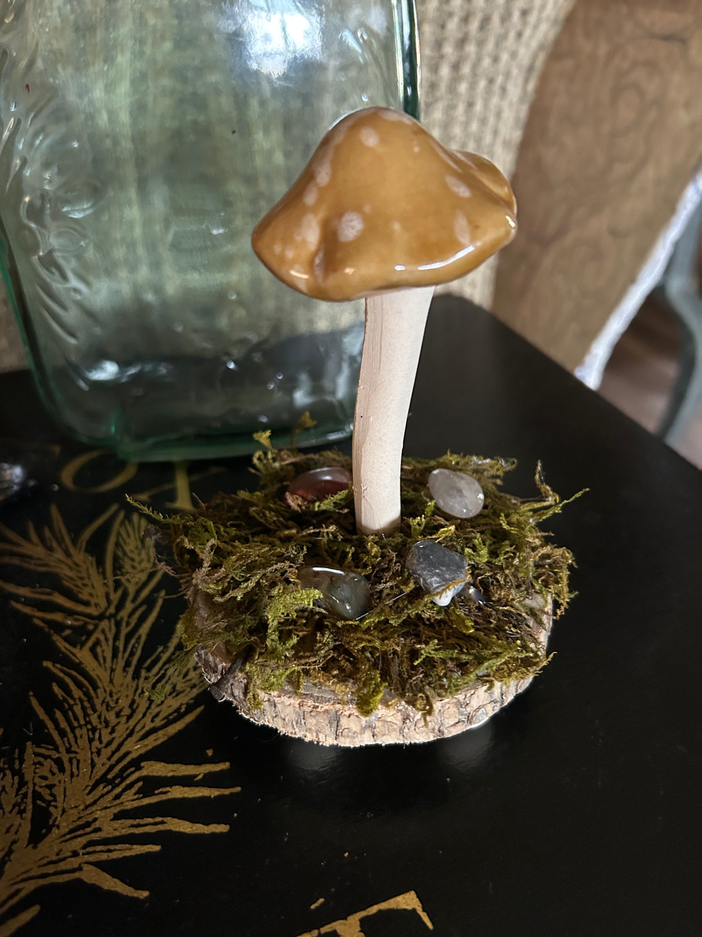 Whimsical yellow Mushroom decoration