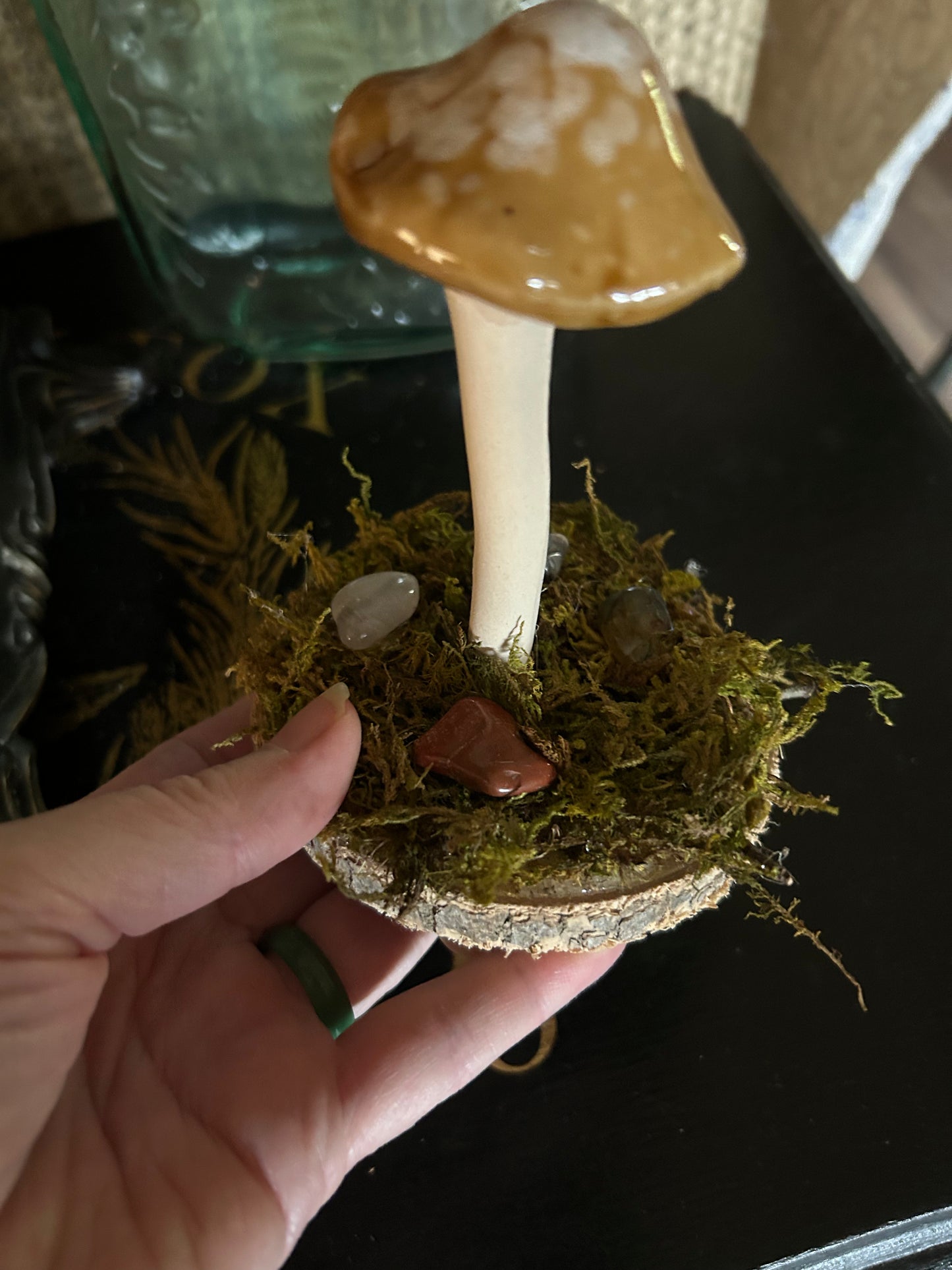 Whimsical yellow Mushroom decoration