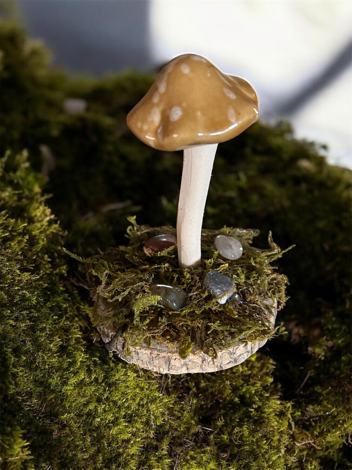 Whimsical yellow Mushroom decoration