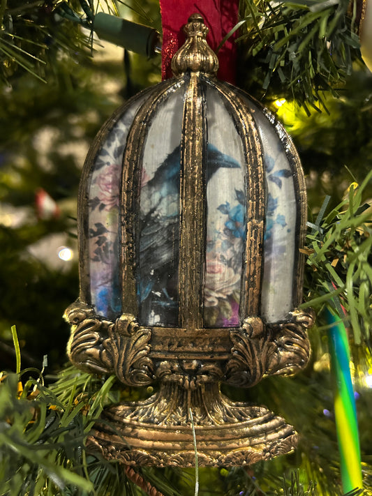 Vintage Raven cloche gothic /dark cottage decor Ornament