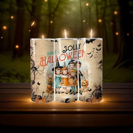 Retro Have a jolly Halloween 20 oz metal Tumbler