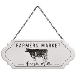 Farmers Market Fresh Milk Metal Hanging Sign